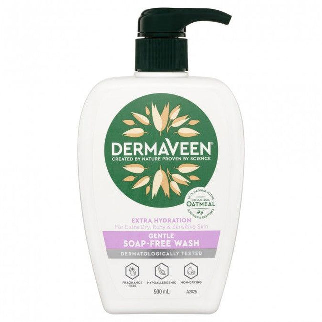 Dermaveen Extra Hydration Gentle Soap-Free Wash 500mL - OhYouLuckyDuck.com.au