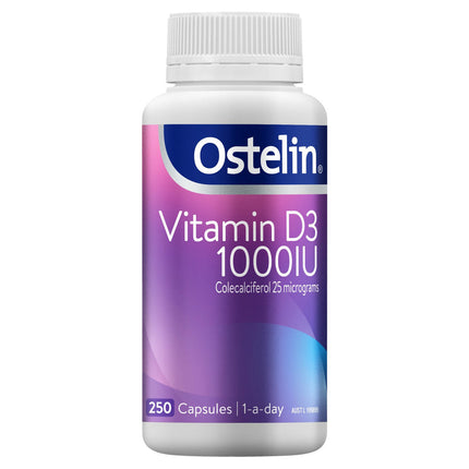 Ostelin Vitamin D3 1000IU High Strength for Bone and Muscle Health 250 Gel Capsules