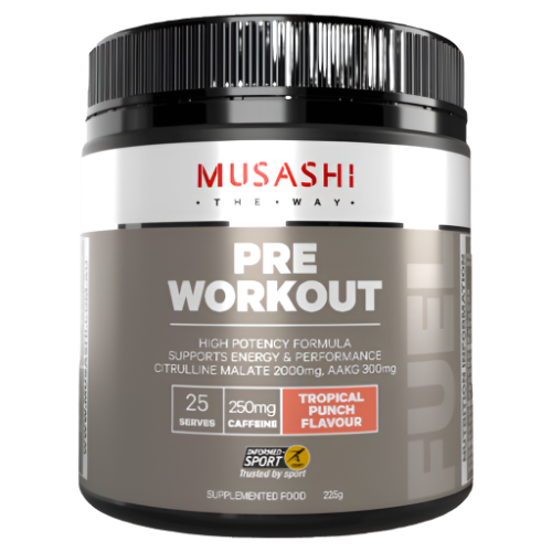 Musashi Pre Workout Tropical Punch 225g - OhYouLuckyDuck.com.au