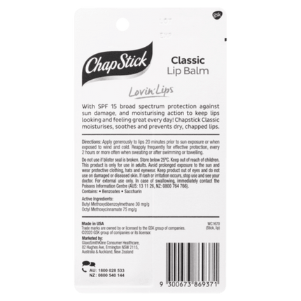 Chapstick Classic Lip Balm 4.2g - OhYouLuckyDuck.com.au