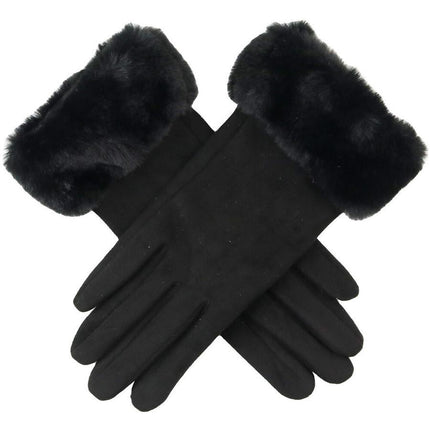 Wicked Sita Sofia Long Faux Fur Cuff Gloves Black