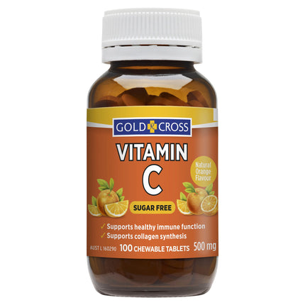 Gold Cross Sugarless Vitamin C 500mg 100 Chewable Tablets