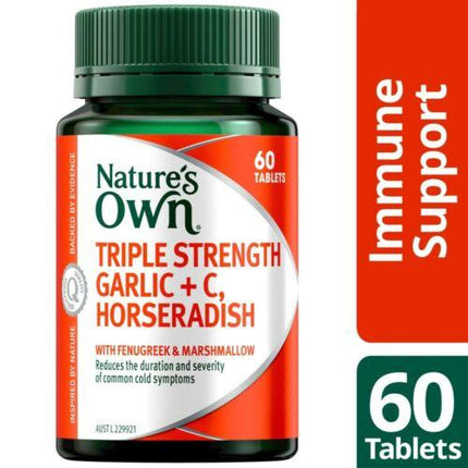 Natures Own Triple Strength Garlic Plus C Horseradish 60 Tablets - OhYouLuckyDuck.com.au