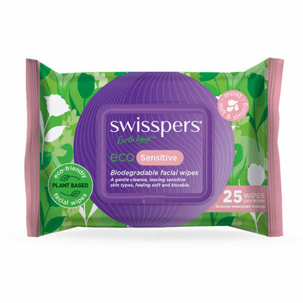Swisspers Eco Facial Wipes Sensitive 25 - OhYouLuckyDuck.com.au