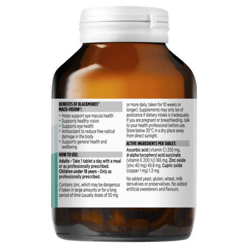 Blackmores Macu-Vision 150 Tablets Supports Macular Eye Health Macuvision - OhYouLuckyDuck.com.au