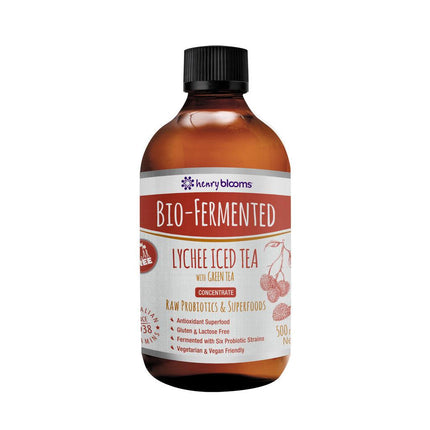 Henry Blooms Bio-Fermented Lychee Iced Tea With Green Tea 500mL - OhYouLuckyDuck.com.au