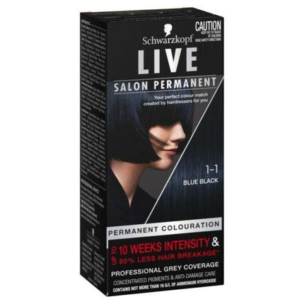 Schwarzkopf Live Salon Permanent 1-1 Blue Black - OhYouLuckyDuck.com.au