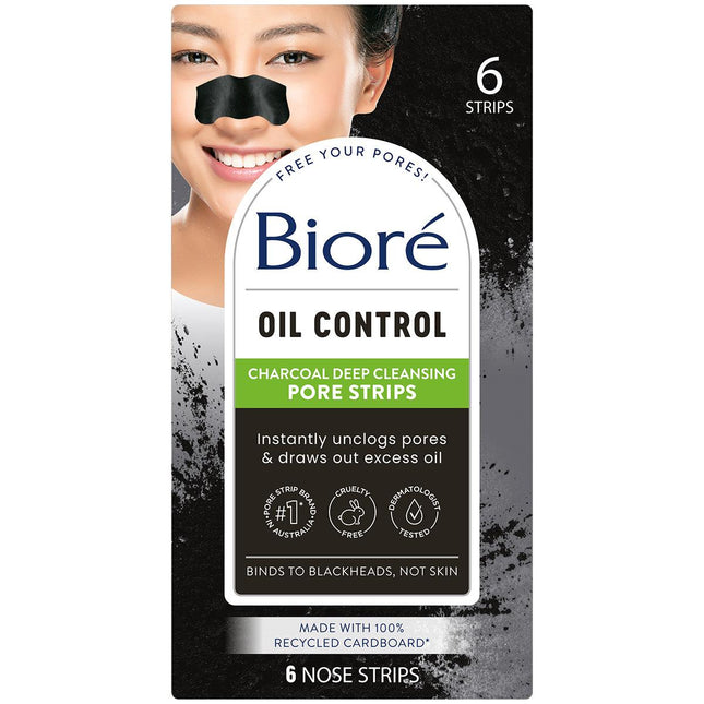 Biore Charcoal Pore Strips 6 Pack - OhYouLuckyDuck.com.au
