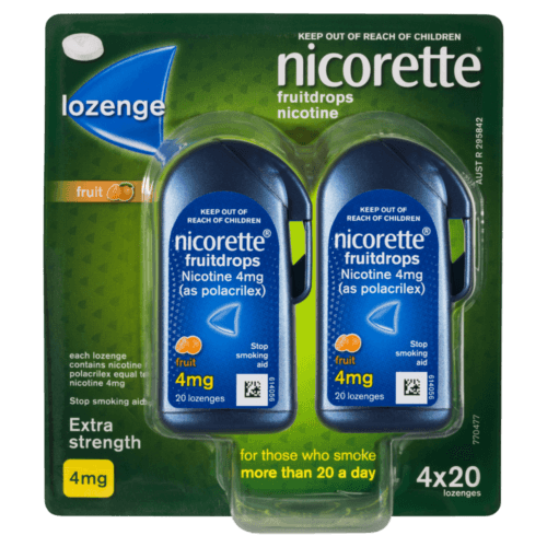 Nicorette Nicotine Lozenges Fruit 4mg 80 Lozenges - OhYouLuckyDuck.com.au