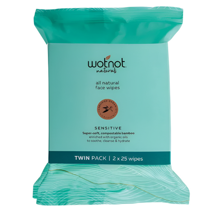 Wotnot Face Wipes Sensitive Twin 2X25