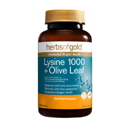 Herbs Of Gold Lysine 1000 + Olive Leaf Tablet 100