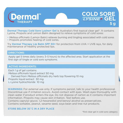 Dermal Therapy Cold Sore Lysine+ Gel 5g