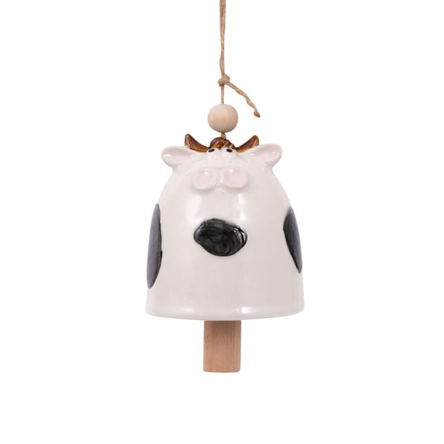 Rustic Meadow Cow Wind Chime with Bell for Garden and Patio Decor