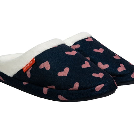 Archline Orthotic Open Slippers Navy With Hearts Size 37
