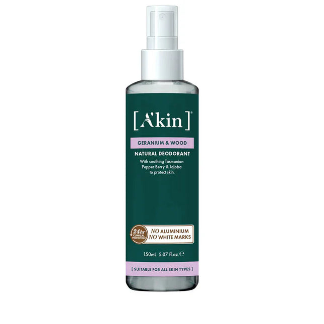 A'kin Geranium & Wood Spray Deodorant 150ml - OhYouLuckyDuck.com.au