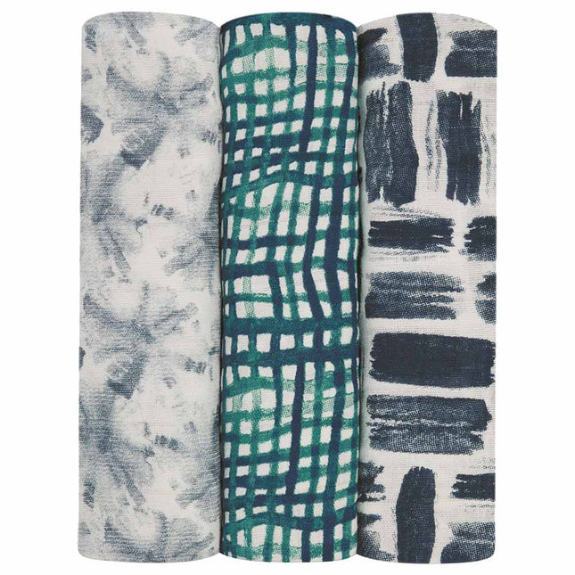 Aden Anais Silky Soft Bamboo Muslin Swaddles Seaport Pack Of 3 120 X 120 Cm