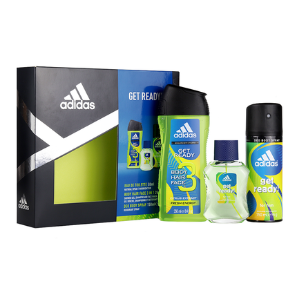 Adidas Get Ready For Him 3 Piece Gift Set EDT 50ML 3 in 1 Wash 250ML Body Spray 150ML