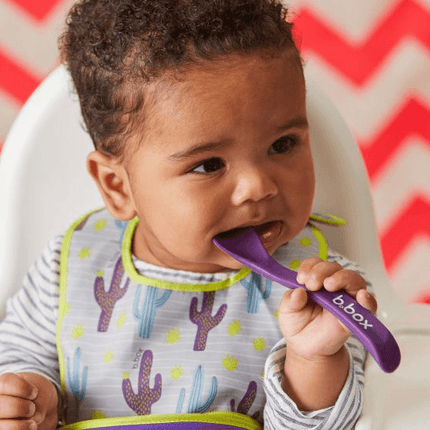 B.Box Travel Bib And Flexible Soft Bite Spoon Set (Cactus Capers)