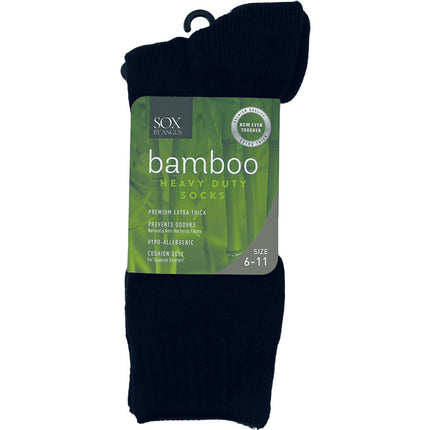 Bamboo Socks Heavy Duty Work Socks Black Size 6 11