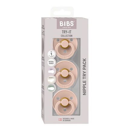 BIBS Try It Collection Pacifier Dummies 3 Pack Blush