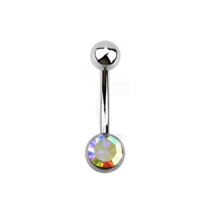 Rossan Belly Banana Barbell Stainless Steel Single Jewelled 10MM BJ1003.10