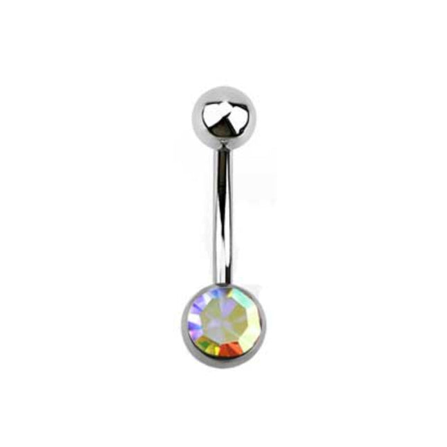 Rossan Belly Banana Barbell Stainless Steel Single Jewelled 10MM BJ1003.10