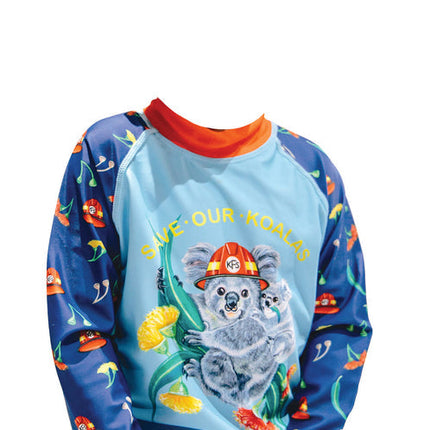 Radicool Australia Kids Save Our Koalas Rashie Blue Size 4