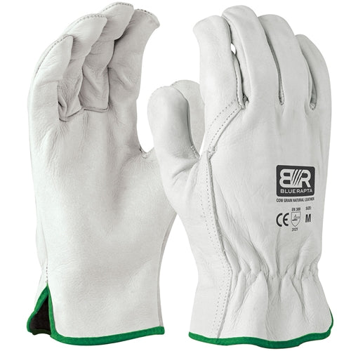 Blue Rapta Premium Leather Riggers Gloves Grey Small