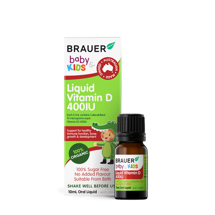 Brauer Baby & Kids Liquid Vit D 400IU 10ML - OhYouLuckyDuck.com.au