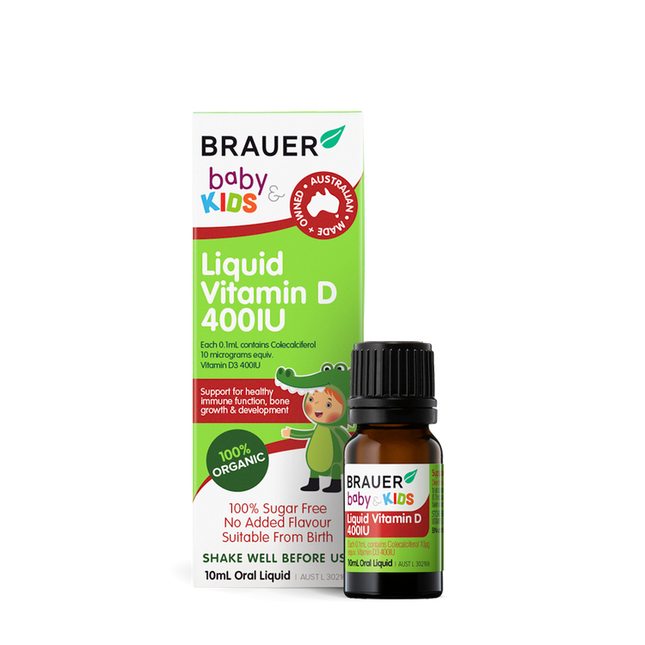 Brauer Baby & Kids Liquid Vit D 400IU 10ML - OhYouLuckyDuck.com.au