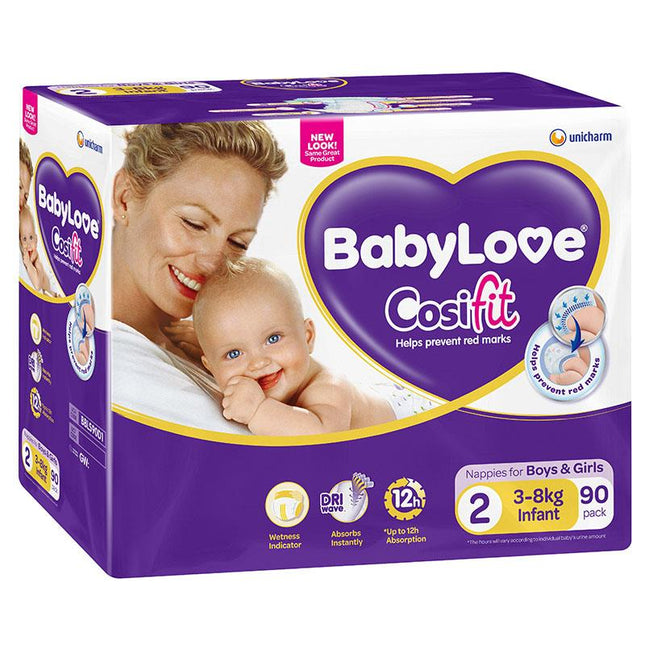 Babylove Jumbo Box Nappies Infant 90