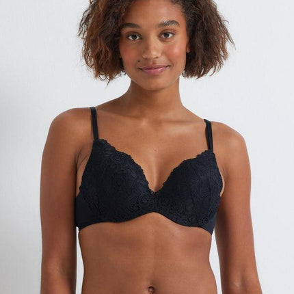 Kayser Be Real Lace Push Up Bra - Black - OhYouLuckyDuck.com.au