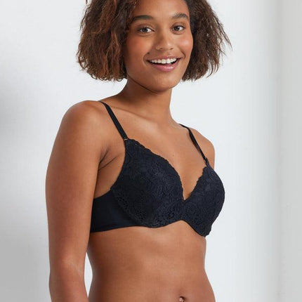 Kayser Be Real Lace Push Up Bra - Black - OhYouLuckyDuck.com.au