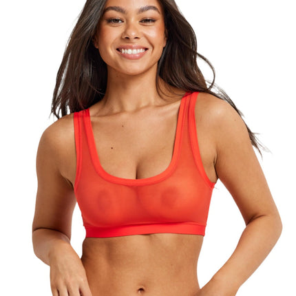 Kayser Be You Mesh Scoop Crop - Flame - OhYouLuckyDuck.com.au