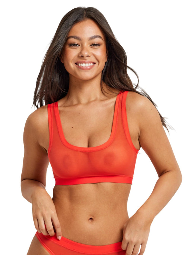 Kayser Be You Mesh Scoop Crop - Flame - OhYouLuckyDuck.com.au