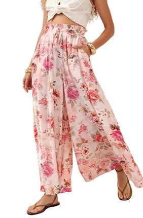Ginger Bear Boutique Beautiful Flower Maxi Flowing Pants in Pink