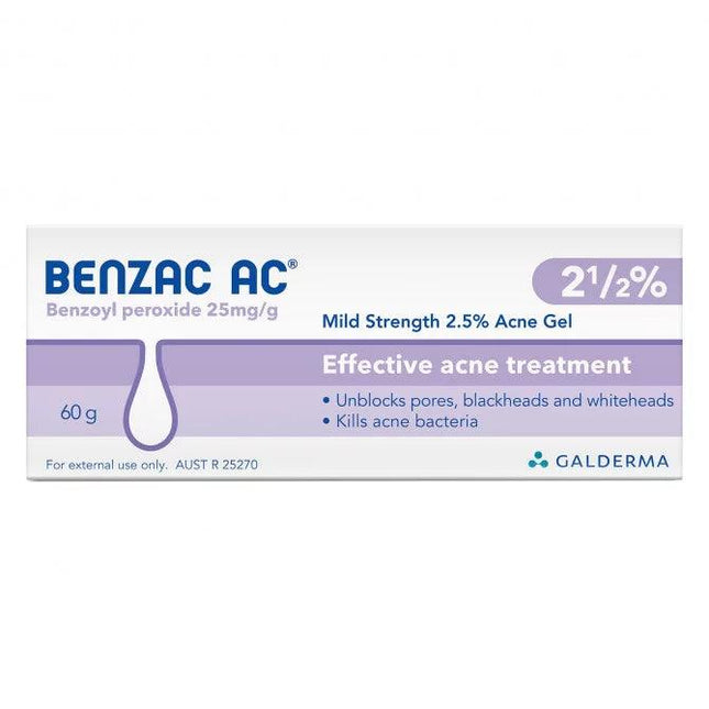 Benzac Ac 2.5% Acne Gel 60g - OhYouLuckyDuck.com.au