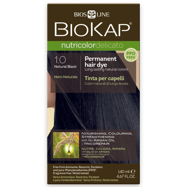 Biokap Delicato 1.0 Natural Black Gentle Dye 140mL - OhYouLuckyDuck.com.au
