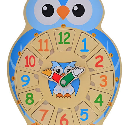 Let's Learn To Tell The Time Wooden Owl Clock