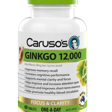 Caruso's Ginkgo 12,000 Tab 60 - OhYouLuckyDuck.com.au