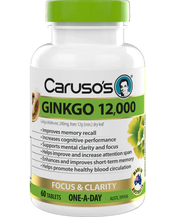 Caruso's Ginkgo 12,000 Tab 60 - OhYouLuckyDuck.com.au