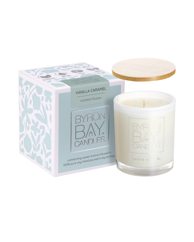 Byron Bay Candles Vanilla Caramel 30 Hour Pure Soy Candle 160g