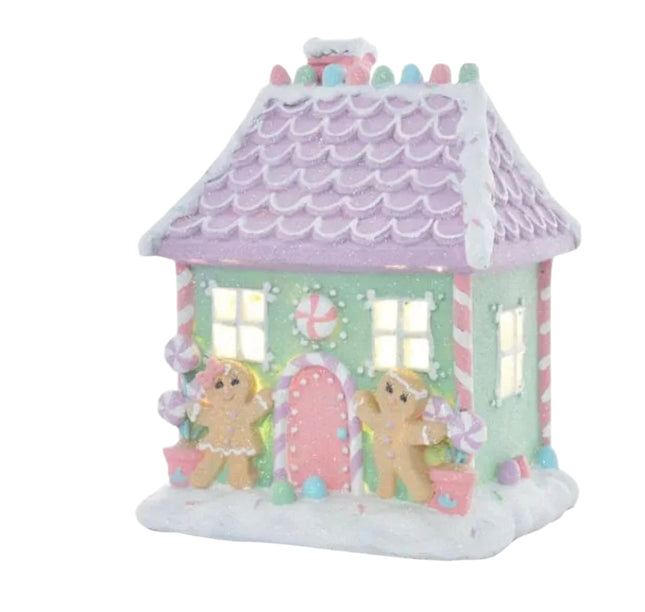 Pastel Fairy Floss LED Gingerbread House Small