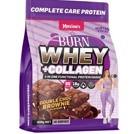 Maxine'S Burn Whey + Collagen 400G Double Choc Brownie