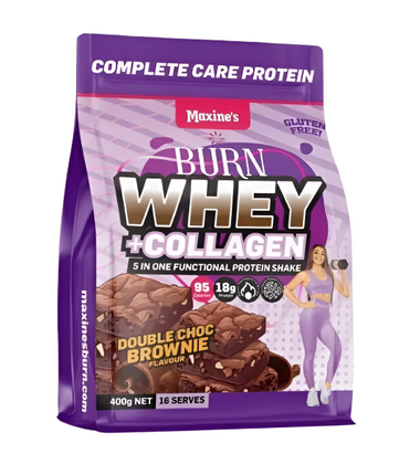 Maxine'S Burn Whey + Collagen 400G Double Choc Brownie