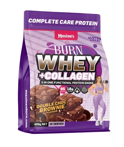 Maxine'S Burn Whey + Collagen 400G Double Choc Brownie