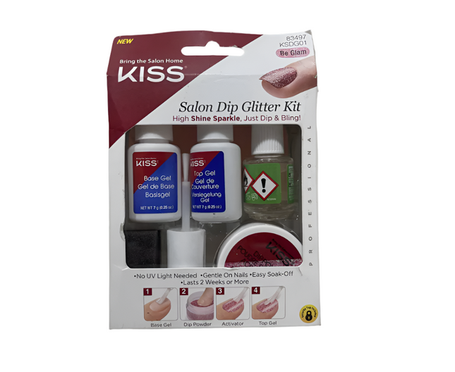 Kiss Salon Dip Pink Glitter KSDG01