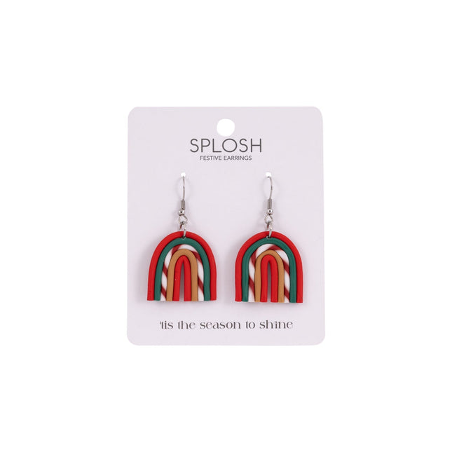 Christmas Small Candy Cane Rainbow Earrings