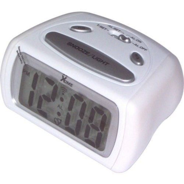 Xtime Lcd Alarm Clock With Night Light And Snooze Function White