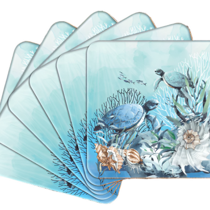 Lisa Pollock Set Of 6 Coasters  Turtle 10X10CM